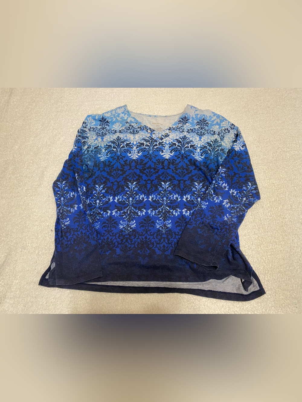 White Stag Blue Ombre Damask Sweater